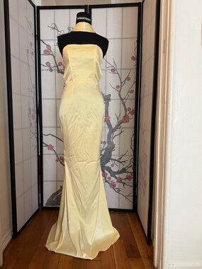 Strapless Yellow Evening Gown